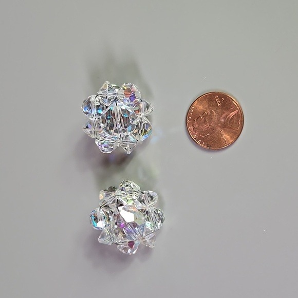 Crystal Cluster aurora borealis Clip On  Earrings - Picture 7 of 16